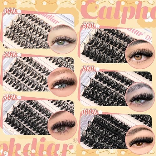 Lash Clusters Kit 30D-100D Wispy Eyelash Extension Kit 474pcs Individual Lashes 8-16MM Cluster Eyelash Extensions DIY Lash Extension Kit D-Curly Eyelash Clusters with Lash Bond and Seal Lash Tweezers thumbnail 2