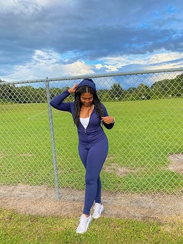 PINSV Women Two Piece Outfits Workout Sets Bodycon Tracksuit Long Sleeve Zip Up Hoodie Jacket Jogger Matching Sweat Pants Set thumbnail 3