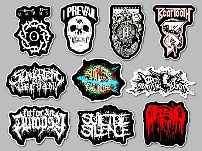 Metalcore/Deathcore Sticker Pack (10 Stickers) Set 3 Death Black Emo slam Screamo Scene Heavy Sticker Vinyl Laptop Brutal moshcore Hardcore Art Post Hardcore Metal Merch Gift alt Design - Image 1