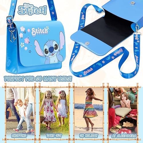 Disney Stitch Handbag Girls Teen Shoulder Bag with Adjustable Strap Messenger Bag Cute Stuff Cross Body Bag Stitch Gifts for Girls - Blue Stitch thumbnail 4