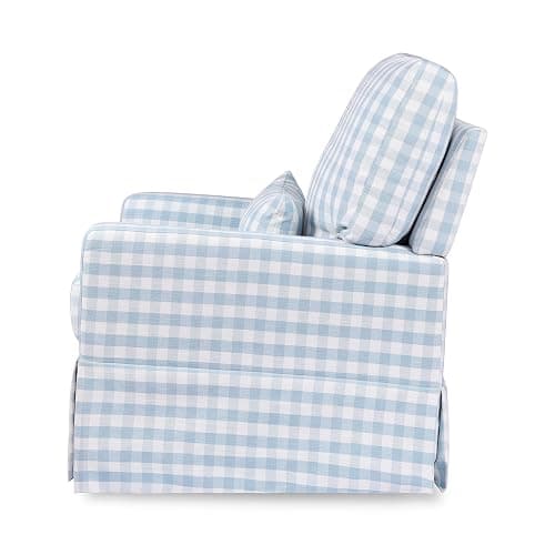 NAMESAKE Crawford Pillowback Comfort Swivel Glider in Blue Gingham, Greenguard Gold & CertiPUR-US Certified thumbnail 6