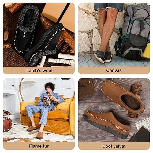 Zigzagger Men's Slip On Moccasin Slippers, Indoor/Outdoor Warm Fuzzy Comfy House Shoes, Fluffy Wide Loafer Slippers thumbnail 7