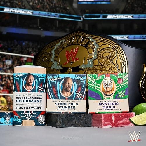Dr. Squatch WWE Collection - Natural 4 Soap, 2 Deodorant Gift Set - Cold Process Soap with No Harsh Chemicals - Stone Cold Stunner & Mysterio Magic (6 Pack) thumbnail 7