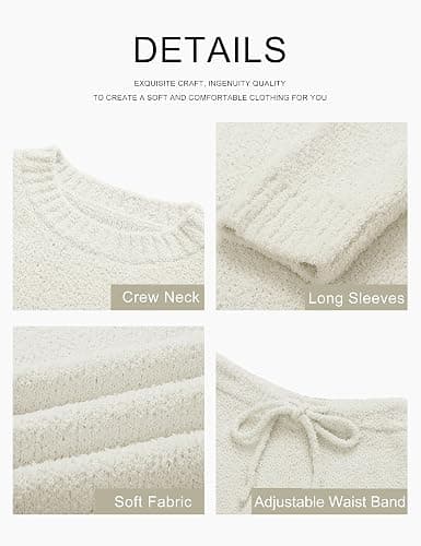 MEROKEETY Womens Pajama Sets 2026 Fall Lounge Sweater Set Cute Fuzzy Fleece 2 Piece Long Sleeve Cozy Winter Pj Outfits thumbnail 6
