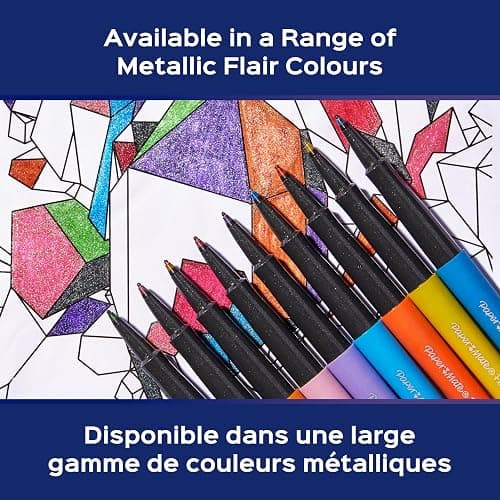 Paper Mate Flair Metallic Felt Tip Pens, City Lights Collection, Glittery Assorted Colors, Premium Ink, 8 Count - Perfect for Writing, Doodling, Bullet Journaling, Glitter, Sparkle, Writing Fun thumbnail 4