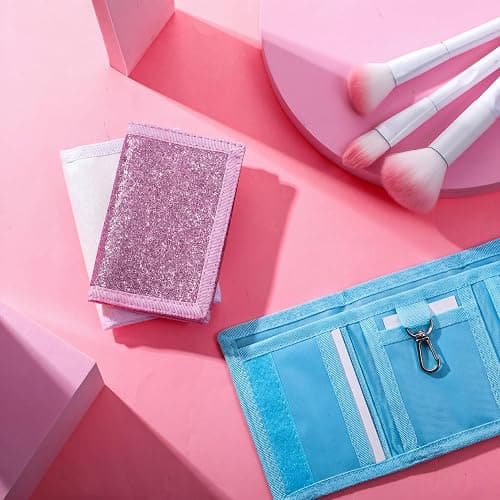 Weewooday 3 Pcs Kids Wallets, White, Blue, Light Purple, Glitter Style | Boys Girls Ages 6-18, Canvas Trifold Wallets with Sticker and Zipper Pocket for Kids and Teens, Christmas Birthday Gift thumbnail 2