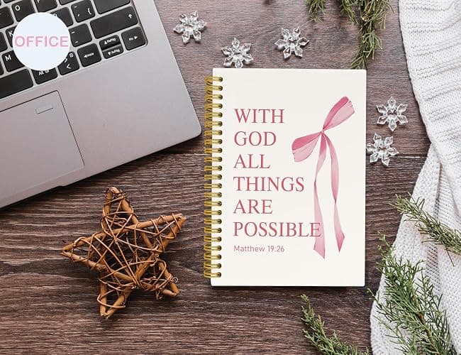 ICEWHITEY Bible Journal for Girls,Christian Gifts Prayer Journal for Women,Cute Pink Bible Notebook Gifts for Teen Girls Kids,Coquette Preppy Bow Spiral Notebooks Journals,5.5x8.3 Inch thumbnail 7