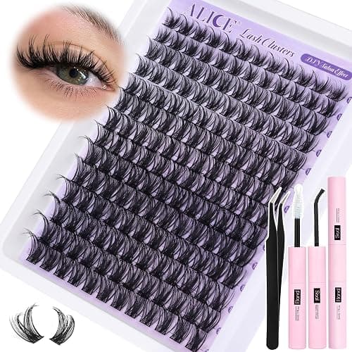 ALICE Lash Clsusters Kit Wispy Eyelash Clusters Kit Cluster 10-18mm Natural Eyelash Extension Kit 168pcs Thin Band Individual Lashes Kit with Lash Glue Bond and Seal DIY at Home thumbnail 7