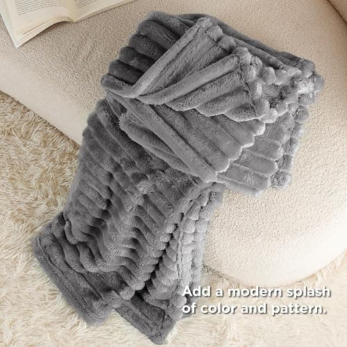 Bedsure GentleSoft Frost Gray Fleece Blanket for Couch - Cozy Soft Blankets for Women, Cute Small Throws for Girls, 50x60 Inches thumbnail 7