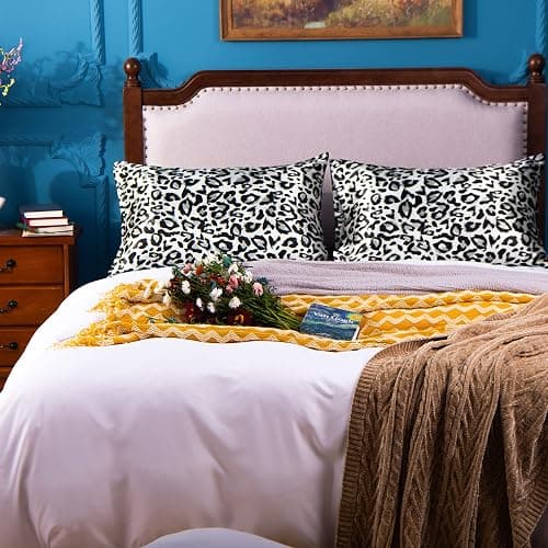 NTBAY 2 Pack Satin Standard Pillowcases for Hair and Skin, Luxurious and Silky Leopard Printed Pillow Cases with Envelope Closure, 20x26 Inches, Black and White thumbnail 7