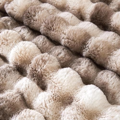 Serenhom 60x80 Inches Ultra-Soft Fuzzy Faux Fur Plush Twin Size Blanket - Thick, Warm Sherpa for Couch, Sofa, Bedroom, Camping - Decorative Blanket for Cozy Warmth, Bubble Brown Tie Dye thumbnail 5