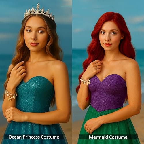 PIERPIER Mermaid Costume Accessories, Women Mermaid Starfish Bracelet – Halloween Costume Accessories for Girls & Women, Ocean Seashell Charm Jewelry for Mermaid Dress Up thumbnail 3