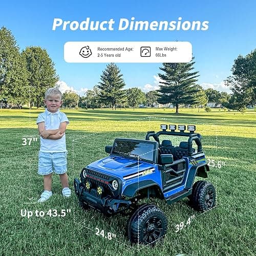 Hikiddo 24V Kids Ride on Car, Kids Electric Vehicles Car Ride on Toy Truck for Toddlers 3-5 w/Remote Control, 400W Motor - Blue thumbnail 2