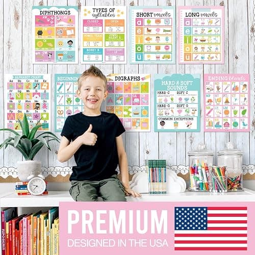 Hadley Designs Sound Wall Classroom Phonics Posters - Syllable Types Posters For Classroom Decor, Long and Short Vowel Sounds Chart, Digraphs and Blends Poster, 9 Pastel Sound Wall Bulletin Board Set thumbnail 2