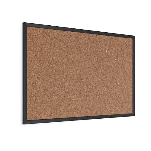 U Brands Cork Bulletin Board, 24'' x 36'', Black Wood Frame - Image 1