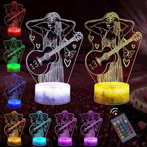 SLADPOEM 3D Illusion Night Light for Music Fans, 16 Color LED Lamp with Remote, Acrylic Table Lamp for Room Decor, Birthday Gift for Fans, Concert Merch, Music Lover Party Supplies thumbnail 5