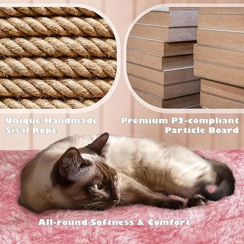 Yaheetech 54in Cat Tree Tower, Multi-Level Cat Tree for Indoor Cats with Scratching Posts, Dangling Balls Cat Play House, Pink thumbnail 7