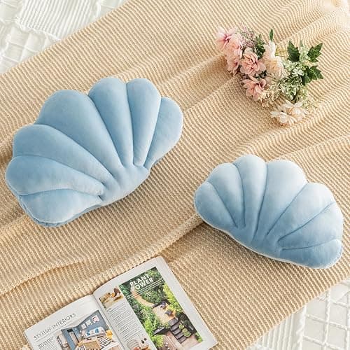 ZCNYCLAM Shell Pillow, Shell Shaped Decorative Throw Pillows with Velet for Couch Bed, Cute Seashell Beachy Room Decor Aesthetic Throw Pillows for Bedroom Living Room(13x10 Inches, Dusty Blue) thumbnail 4