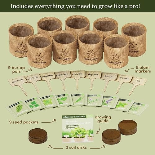 Planters' Choice 9 Herb Indoor Window Garden Kit - House Plants Seeds - Best Unique Christmas Gift Ideas for Women, Mom, Friend, Her, Birthday, Housewarming, Mother - New Home Kitchen Gifts thumbnail 4