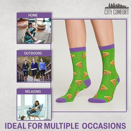 CityComfort Womens Socks 5 Pack Gifts for Women Teens Cute Calf Length Socks Vibrant Colours Breathable Casual Sports Work thumbnail 2