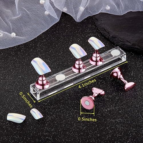 Blulu 2 Sets Nail Stand for Press on Acrylic Nails Display Practice Magnetic Fake Nail Holder for Painting Nails for False Fingernail Manicure Tool Home DIY Salon Supplies(Pink) thumbnail 3