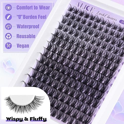 ALICE Lash Clsusters Kit Wispy Eyelash Clusters Kit Cluster 10-18mm Natural Eyelash Extension Kit 168pcs Thin Band Individual Lashes Kit with Lash Glue Bond and Seal DIY at Home thumbnail 2