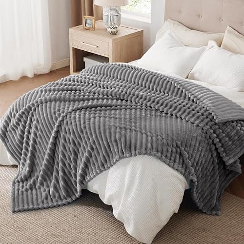 Bedsure Frost Gray Fleece Blanket for Couch - GentleSoft Cozy Soft Blankets for Women, Cute Small Throws for Girls, 108x90 Inches thumbnail 6