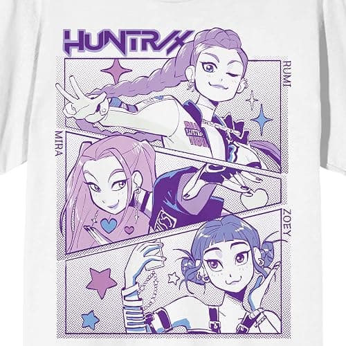 Kpop Demon Hunters Panel Art Huntrix Adult Crew Neck Short Sleeve T-Shirt thumbnail 3