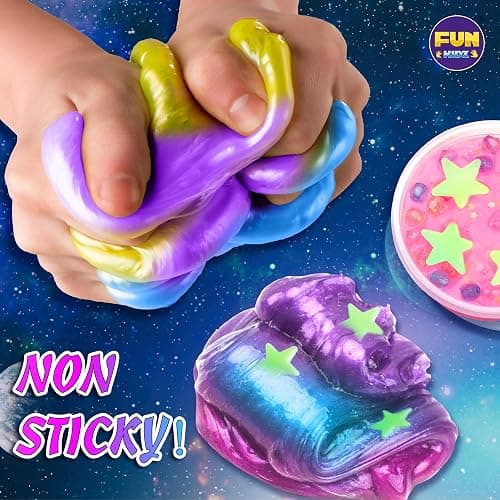 Toy Galaxy Slime Kit for Boys Girls 10-12, FunKidz Ultimate Metallic Slime Making Kit for Kids Ages 8-10 D.I.Y. Glow, Galactic, Fun Slime Gifts thumbnail 4