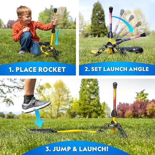 NATIONAL GEOGRAPHIC Air Rocket Toy – Ultimate LED Rocket Launcher for Kids, Jump and Launch The Light Up, Air Powered, Foam Tipped Rockets up to 100 Feet thumbnail 4