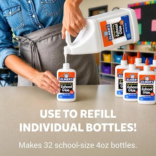 Elmer's White Liquid School Glue, 1 Gallon, Safe, Washable, 1 Count, - #1 Teacher Brand, Bulk Arts & Crafts, Projects, Classroom Supplies, Great for Making Slime thumbnail 2