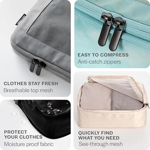 Aerotrunk Compression Packing Cubes for Travel - Luggage Organizer Bags - Double Zipper Packing Cubes for Suitcases (6-Pack, Rose) thumbnail 6