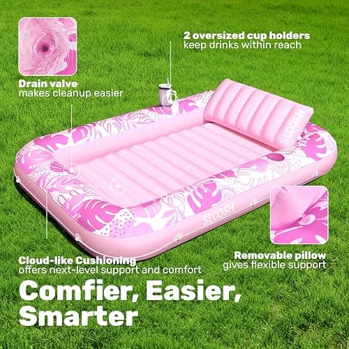 sloosh inflatable pink tanning water bed thumbnail 4