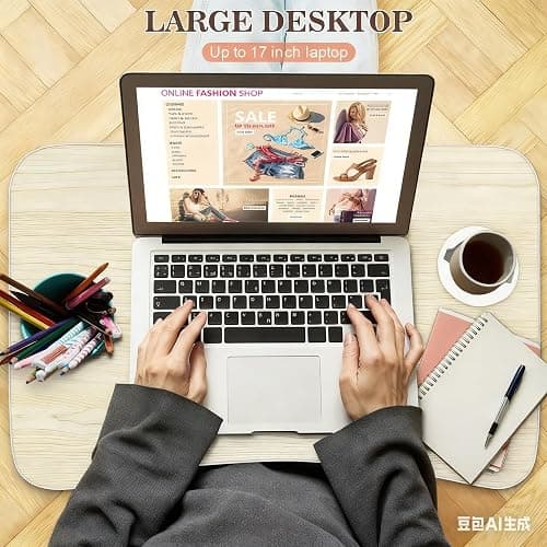 Fayquaze Portable Foldable Laptop Bed Desk with Storage Drawer and Cup Holder - Lap Desk Laptop Stand Tray Table for Eating, Reading and Working thumbnail 6
