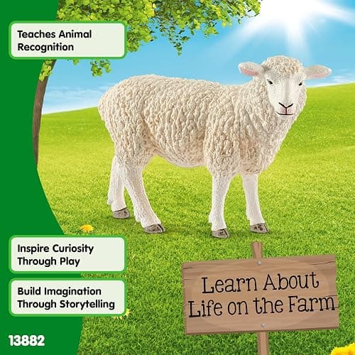 Schleich Farm World, Realistic Farm Animal Toys for Kids and Toddlers, Sheep Toy Figurine, Ages 3+ thumbnail 4