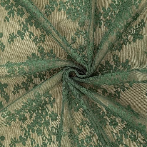 YJ YANJUN Vintage Lace Curtains 63 Inch Length-Victorian Floral Dark Olive Green Sheer Curtains 1 Pair Transparent Voile for Bedroom Kitchen Sunroom Bohemian Christmas Decor Rod Pocket W52 x L63 thumbnail 6