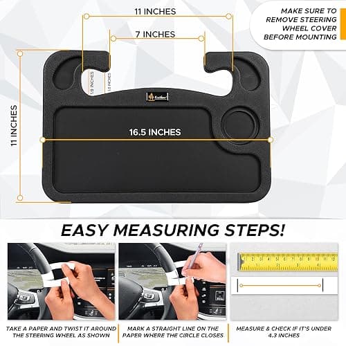 EcoNour 2 in 1 Car Steering Wheel Desk | Tray for Laptop Car Mount with Pen Holder | Desk Console for Car | Food Tray for Eating with Drinks Holder | Multipurpose Travel Car Accessories thumbnail 2