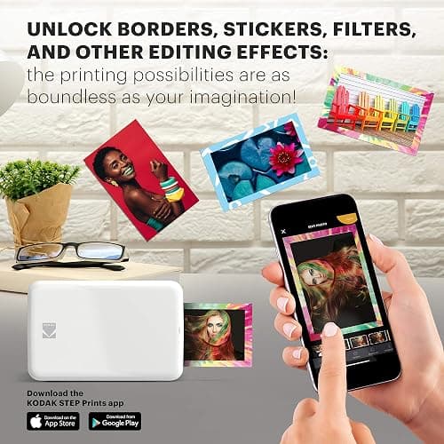 KODAK Step Instant Smartphone Photo Printer - Portable Mini Color Wireless Mobile Printer - Zink 2x3” Sticky-Back Photos - Bluetooth Compatible with iOS & Android Devices - Fun Editing App - White - White - Printer thumbnail 5