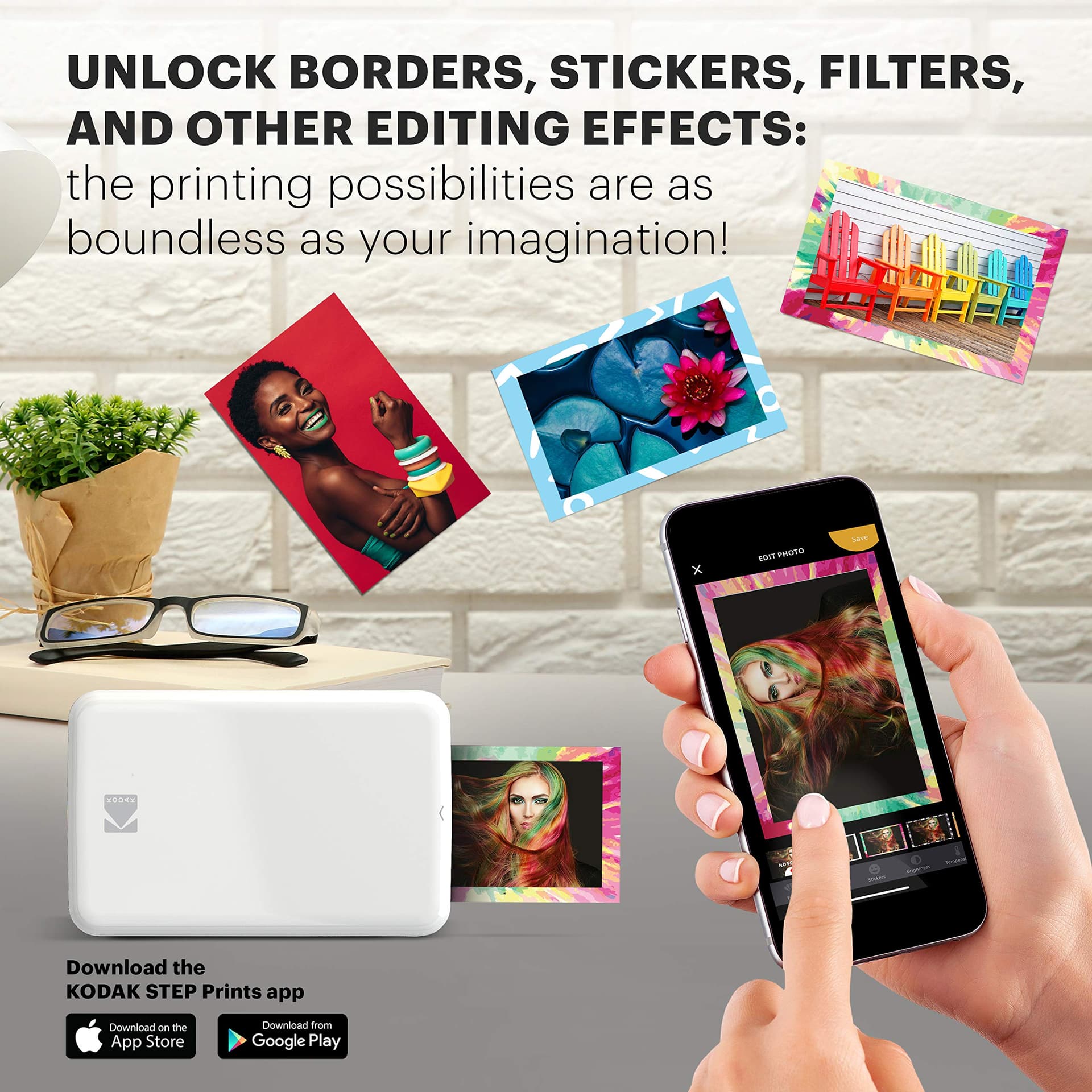 Kodak Step stampante Stampante fotografica portatile, wireless, tecnologia ZINK Zero Ink, app Kodak gratuita per iOS e Android | Stampa foto adesive 2"x3" da dispositivi Bluetooth o NFC, Bianco thumbnail 5