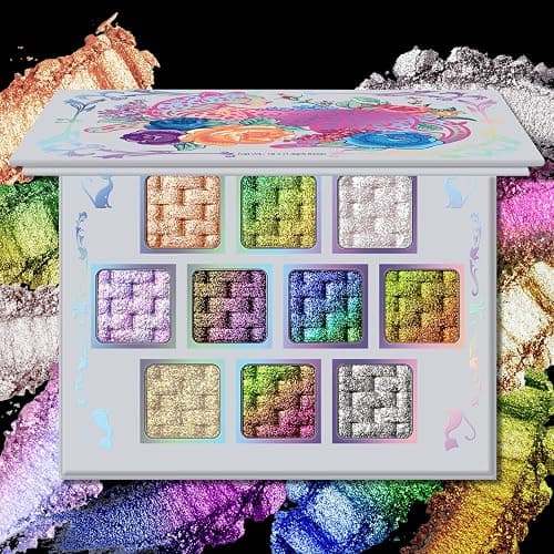 UCANBE Chameleon Multichrome Eyeshadow Palette, 10 Colors Shifting Chromatic Sparkling Metallic Eye Shadow, Multi-Use Blendable Holographic Glitter Shimmer Eye Makeup Palllet (Lunar Mirage) - Image 1