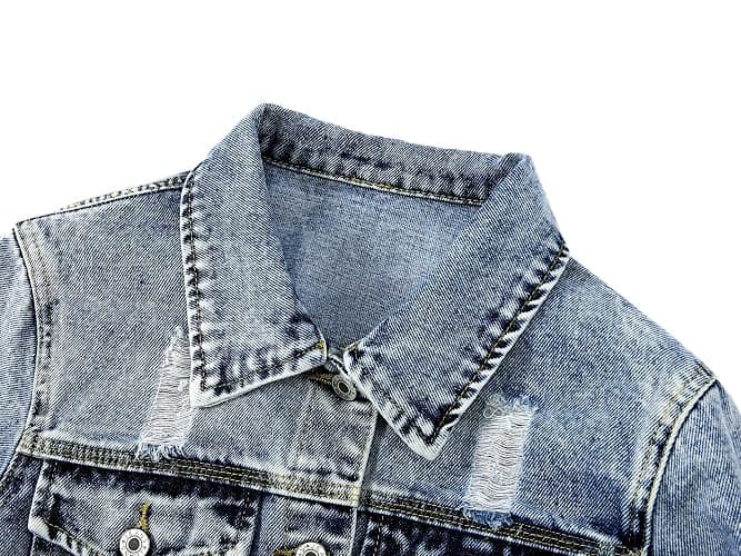 Kedera Womens Denim Jackets Distressed Ripped Long Sleeve Jean Jacket Coats thumbnail 3