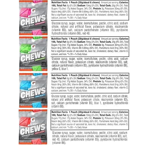 Gatorade Energy Chews, 4 Flavor Variety Pack, 1.06 oz Pouches, (8 Pack) | Caffeine Free, B12, 100 Calorie Pouches thumbnail 2