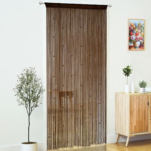 YaoYue Beaded Curtain Door String Curtains for Doorways Tassels Beads Hanging Fringe Hippie Window Hallway Entrance Wall Closet Bedroom Privacy Decor (Dark Brown, 39" W x 79" L (Pack of 1)) thumbnail 4