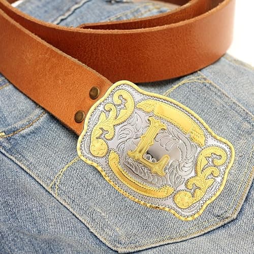 Western Belt Buckle Initial Letters ABCDMRJ to Z Cowboy Belt Buckle, Rodeo Buckles for Men & Women Fits Up to 2 Inch Belts thumbnail 9
