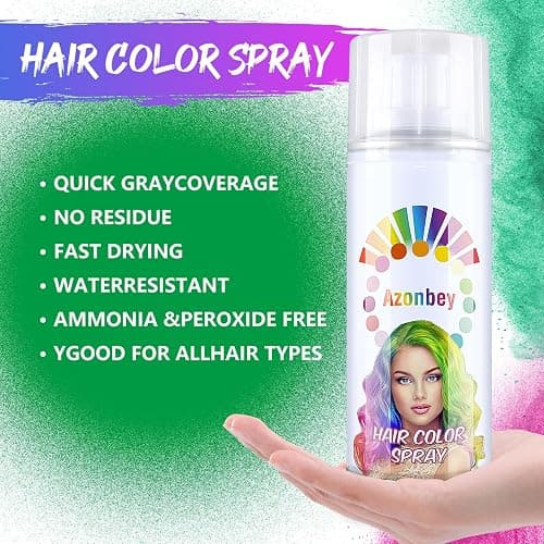 Green Hair Spray,Temporary Hair Color Spray for Women Kids Men,Washable Hairspray,Colored Hair Spray,Color Hairspray for Halloween,Party,Cosplay,Christmas Day (01#Green) thumbnail 2