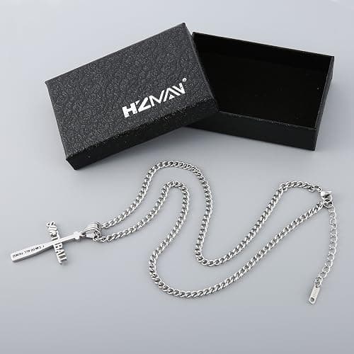 HZMAN Softball Bat Cross Pendant, I CAN DO ALL THINGS STRENGTH Bible Verse Stainless Steel Necklace thumbnail 5