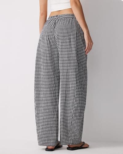 MOOSLOVER Women Linen Lightweight Barrel Pants Drawstring Comfort Casual Lounge Pants Baggy Loose Ankle Pants with Pocket thumbnail 6