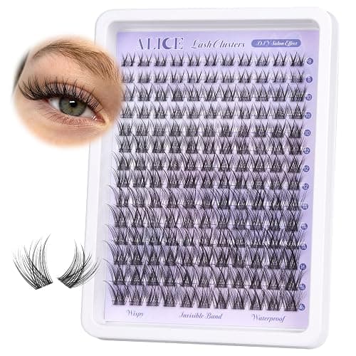 Natural Lash Clusters Wispy Cluster Eyelash Extensions Invisible Band Individual Lashes C-Curly DIY Lash Extension 8-16mm Waterproof Soft Cluster Lashes 168pcs by ALICE thumbnail 9