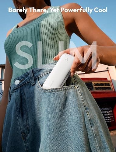 Aecooly Slim Portable Fan, Thin Handheld Fan, USB Rechargeable Mini Personal [24H Max Cooling Time], Battery Powered Small Foldable Pocket for Travel, Summer, Gifts for Women, Girls -White thumbnail 2