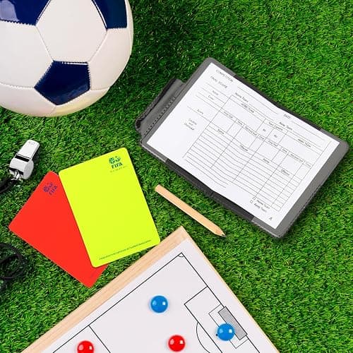 Cosmos Soccer Referee Card Set Red Card Yellow Card Wallet Set with Metal Referee Whistle & Score Sheets, Soccer Referee Accessories Kit for Soccer Football Match Sports Game, Random Rope Color. thumbnail 5